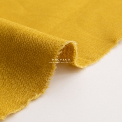 Solid mustard linen cotton blend fabric