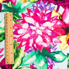 Flower printed cotton spandex knit customized printing fabric